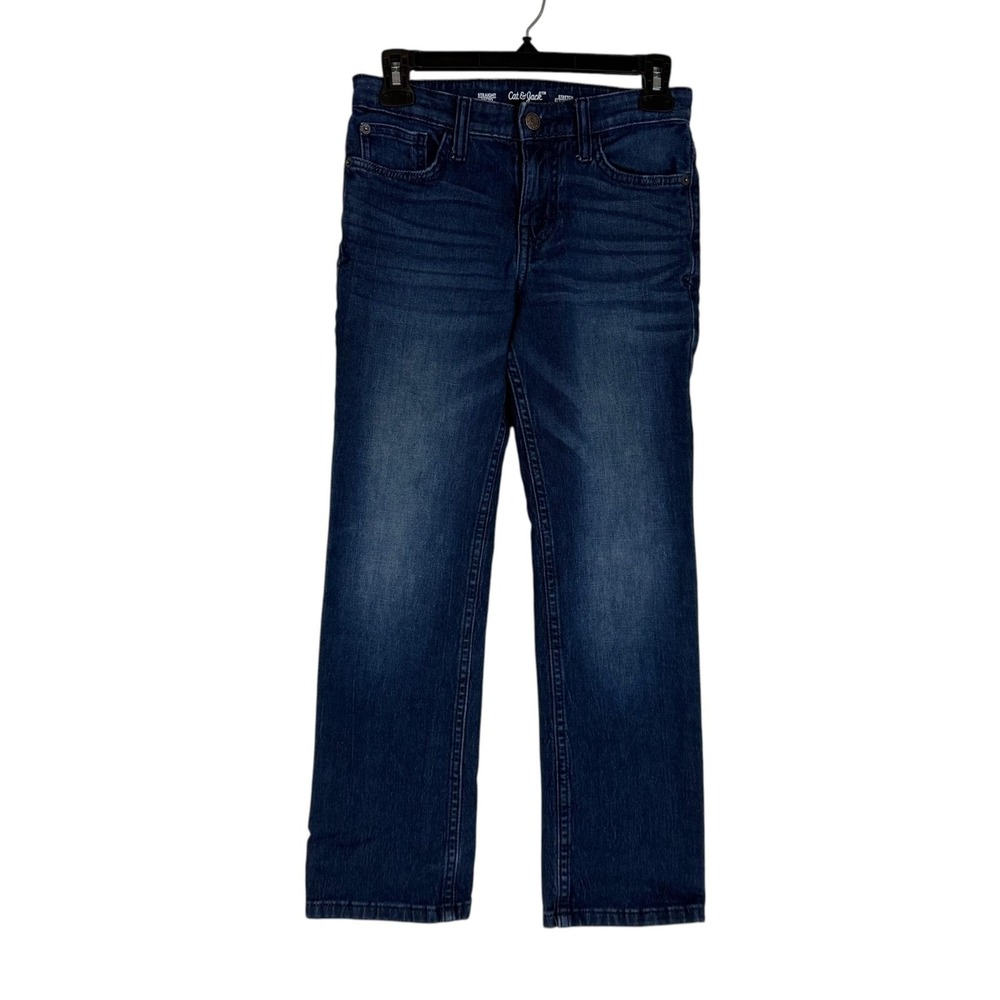 Cat & Jack Jeans Kids 12 Blue Dark Wash Straight Stretch Denim Casual School